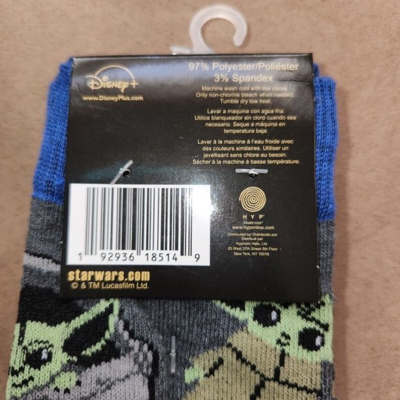 NEW Disney Star Wars Mandalorian 2 Pack The Child Crews Socks Men's Size 6-12 - Picture 6 of 6